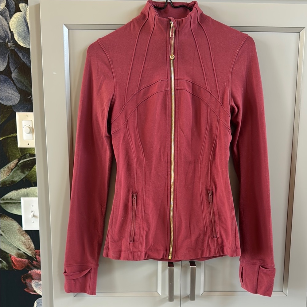 Lululemon Athletica Burgundy Jacket with High Collar and Streamlined Fit
